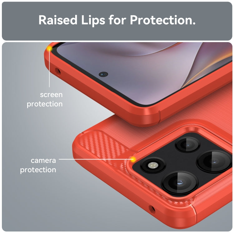 For Motorola Moto G 5G 2025 Carbon Fiber Brushed Texture TPU Phone Case(Red)