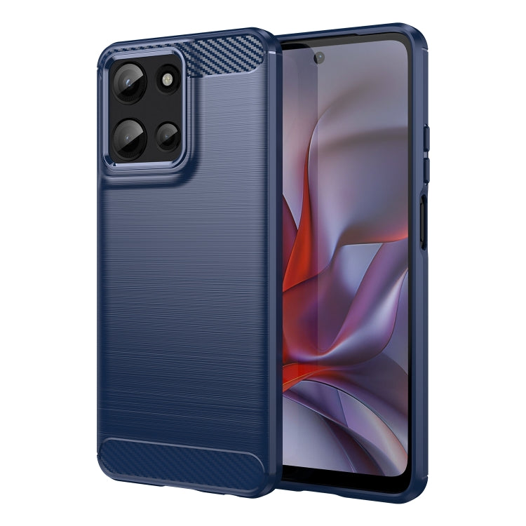For Motorola Moto G Play 2025 Carbon Fiber Brushed Texture TPU Phone Case(Blue)