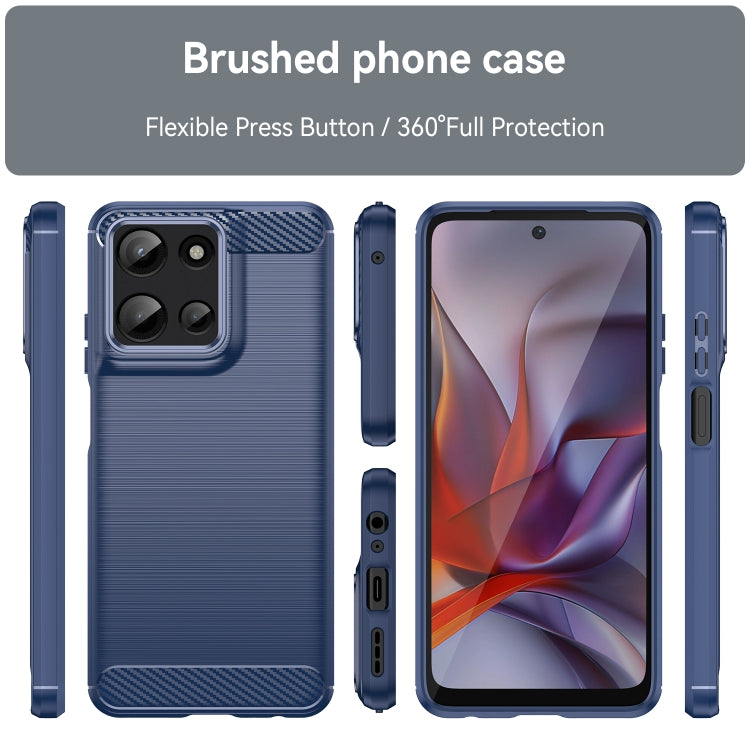 For Motorola Moto G Play 2025 Carbon Fiber Brushed Texture TPU Phone Case(Blue)