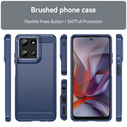 For Motorola Moto G Play 2025 Carbon Fiber Brushed Texture TPU Phone Case(Blue)