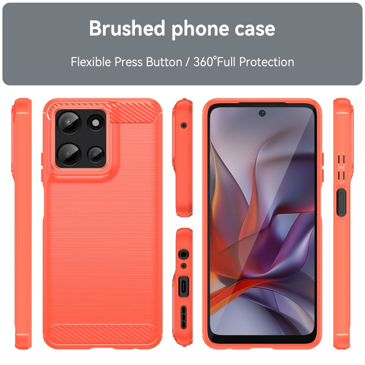 For Motorola Moto G Play 2025 Carbon Fiber Brushed Texture TPU Phone Case(Red)