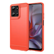 For Motorola Moto G Play 2025 Carbon Fiber Brushed Texture TPU Phone Case(Red)