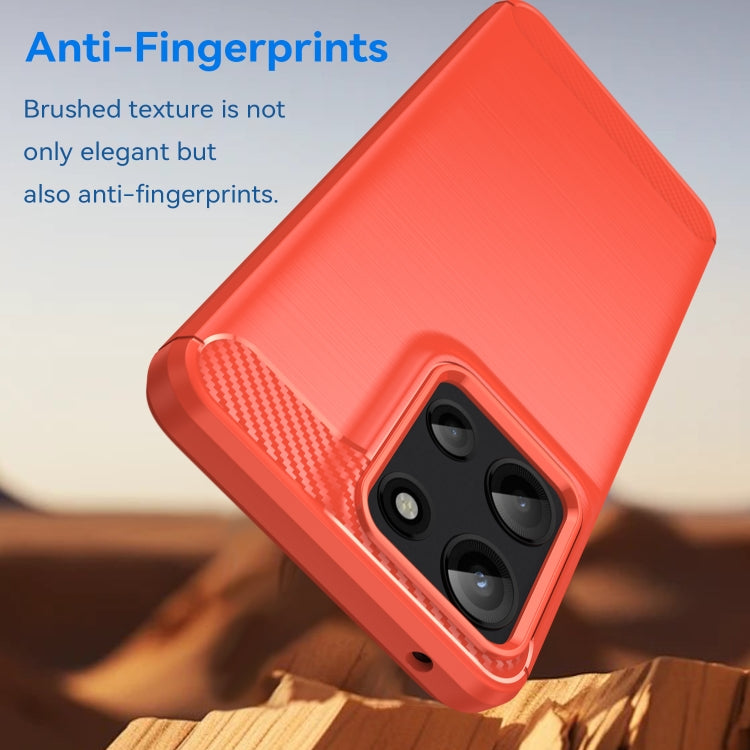 For Motorola Moto G Play 2025 Carbon Fiber Brushed Texture TPU Phone Case(Red)