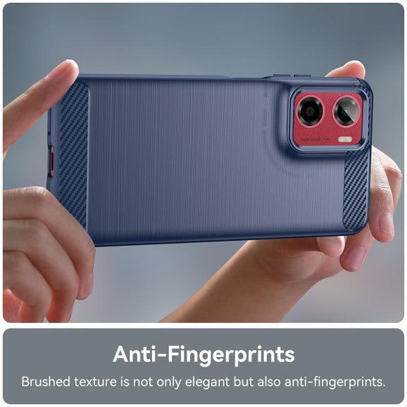 For Motorola Moto G05 Carbon Fiber Brushed Texture TPU Phone Case(Blue)