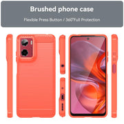 For Motorola Moto G05 Carbon Fiber Brushed Texture TPU Phone Case(Red)