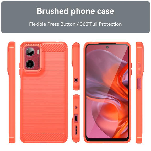 For Motorola Moto G05 Carbon Fiber Brushed Texture TPU Phone Case(Red)