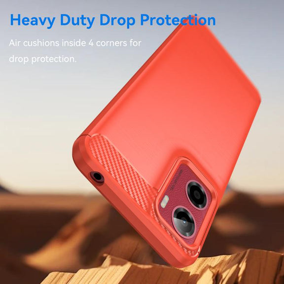 For Motorola Moto G05 Carbon Fiber Brushed Texture TPU Phone Case(Red)