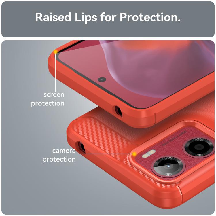 For Motorola Moto G05 Carbon Fiber Brushed Texture TPU Phone Case(Red)