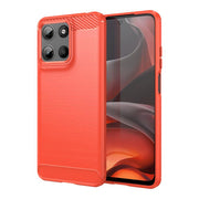For Motorola Moto G15 Carbon Fiber Brushed Texture TPU Phone Case(Red)
