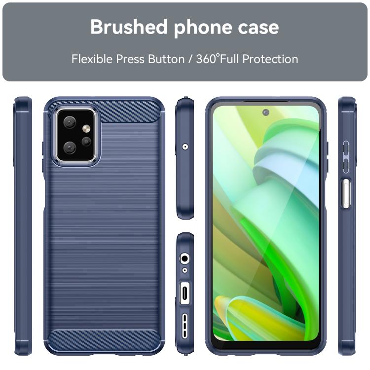 For Motorola Moto G Power 2023 Carbon Fiber Brushed Texture TPU Phone Case(Blue)