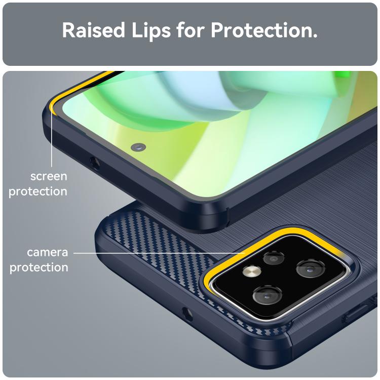 For Motorola Moto G Power 2023 Carbon Fiber Brushed Texture TPU Phone Case(Blue)