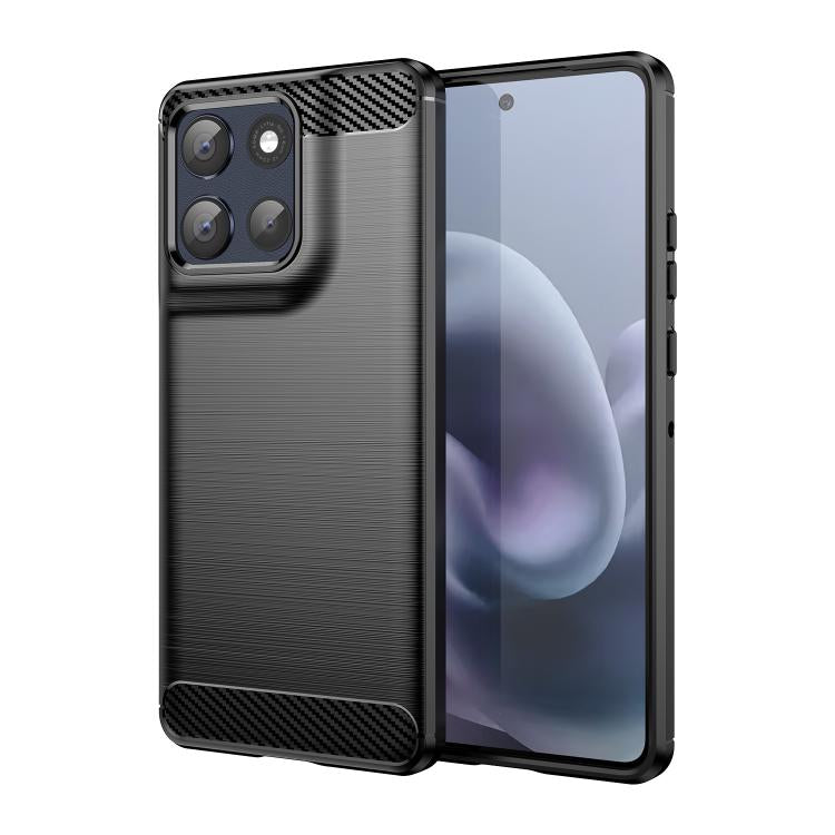 For Motorola Moto G86 5G Carbon Fiber Brushed Texture TPU Phone Case(Black)