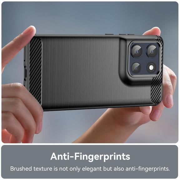 For Motorola Moto G86 5G Carbon Fiber Brushed Texture TPU Phone Case(Black)