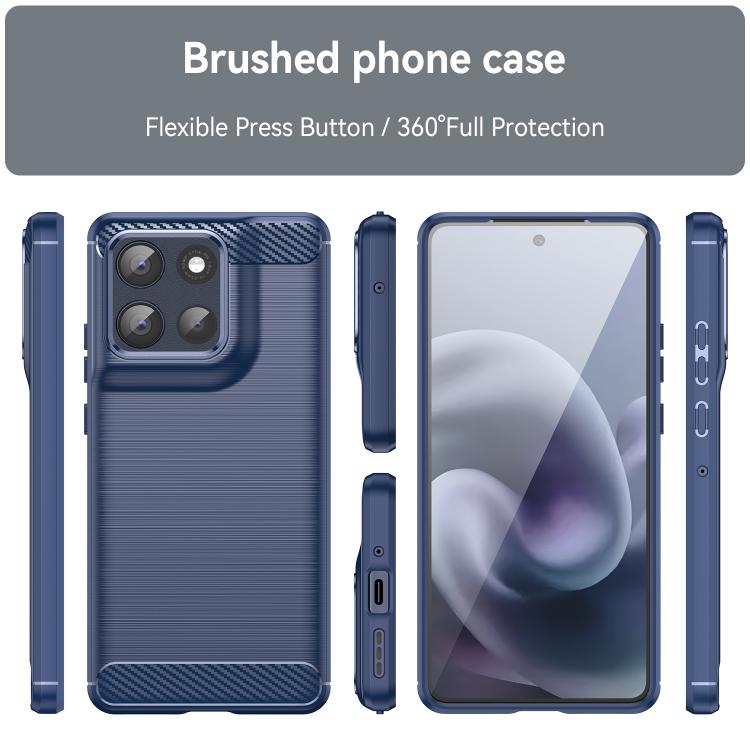 For Motorola Moto G86 5G Carbon Fiber Brushed Texture TPU Phone Case(Blue)
