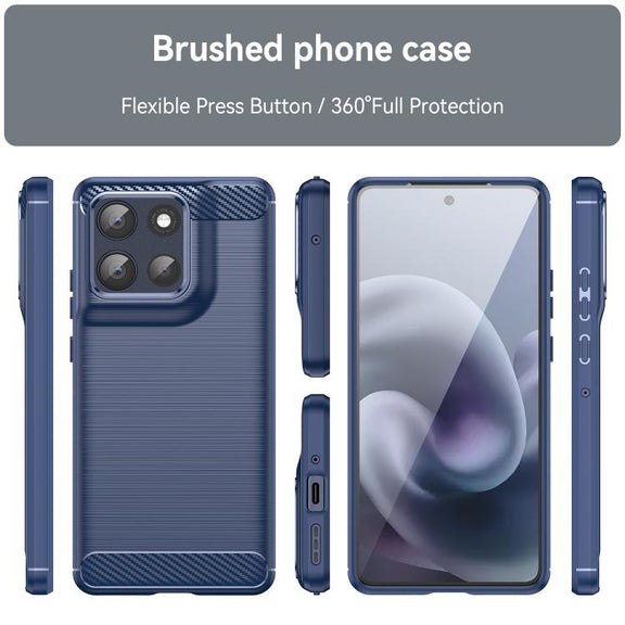 For Motorola Moto G86 5G Carbon Fiber Brushed Texture TPU Phone Case(Blue)