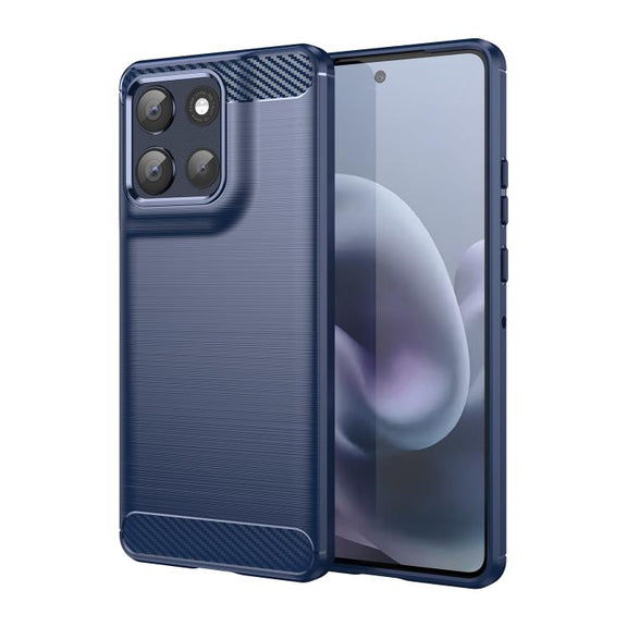 For Motorola Moto G86 5G Carbon Fiber Brushed Texture TPU Phone Case(Blue)