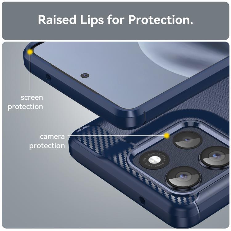For Motorola Moto G86 5G Carbon Fiber Brushed Texture TPU Phone Case(Blue)