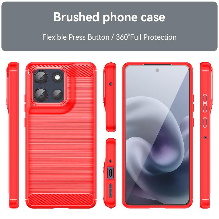 For Motorola Moto G86 5G Carbon Fiber Brushed Texture TPU Phone Case(Red)