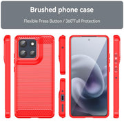 For Motorola Moto G86 5G Carbon Fiber Brushed Texture TPU Phone Case(Red)