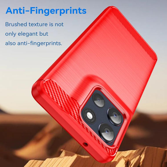 For Motorola Moto G86 5G Carbon Fiber Brushed Texture TPU Phone Case(Red)