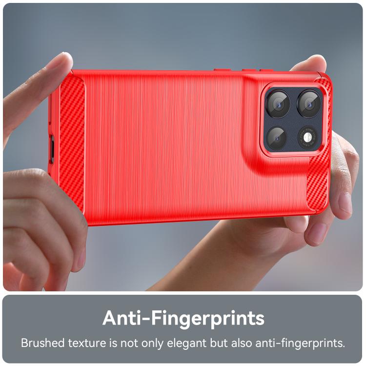 For Motorola Moto G86 5G Carbon Fiber Brushed Texture TPU Phone Case(Red)