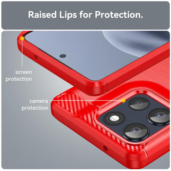 For Motorola Moto G86 5G Carbon Fiber Brushed Texture TPU Phone Case(Red)