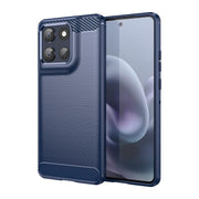For Motorola Moto G100 Pro 5G Carbon Fiber Brushed Texture TPU Phone Case(Blue)
