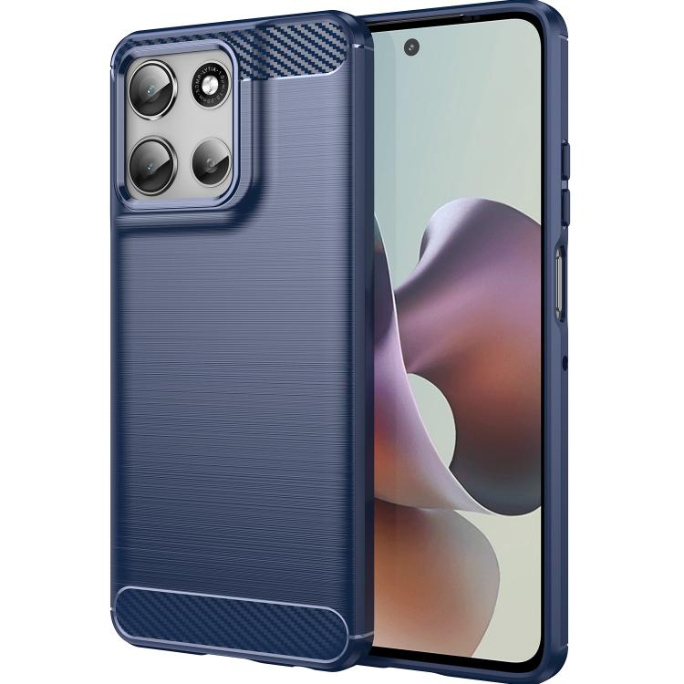 For Motorola Moto G56 5G Carbon Fiber Brushed Texture TPU Phone Case(Blue)