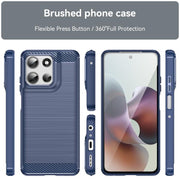For Motorola Moto G56 5G Carbon Fiber Brushed Texture TPU Phone Case(Blue)