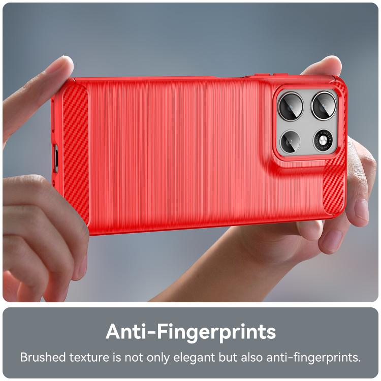 For Motorola Moto G56 5G Carbon Fiber Brushed Texture TPU Phone Case(Red)