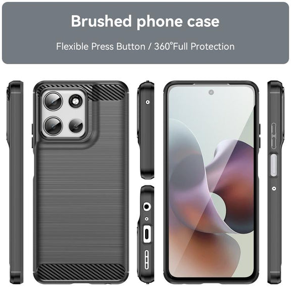 For Motorola Moto G66j 5G Carbon Fiber Brushed Texture TPU Phone Case(Black)