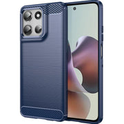 For Motorola Moto G66j 5G Carbon Fiber Brushed Texture TPU Phone Case(Blue)