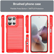 For Motorola Moto G66j 5G Carbon Fiber Brushed Texture TPU Phone Case(Red)