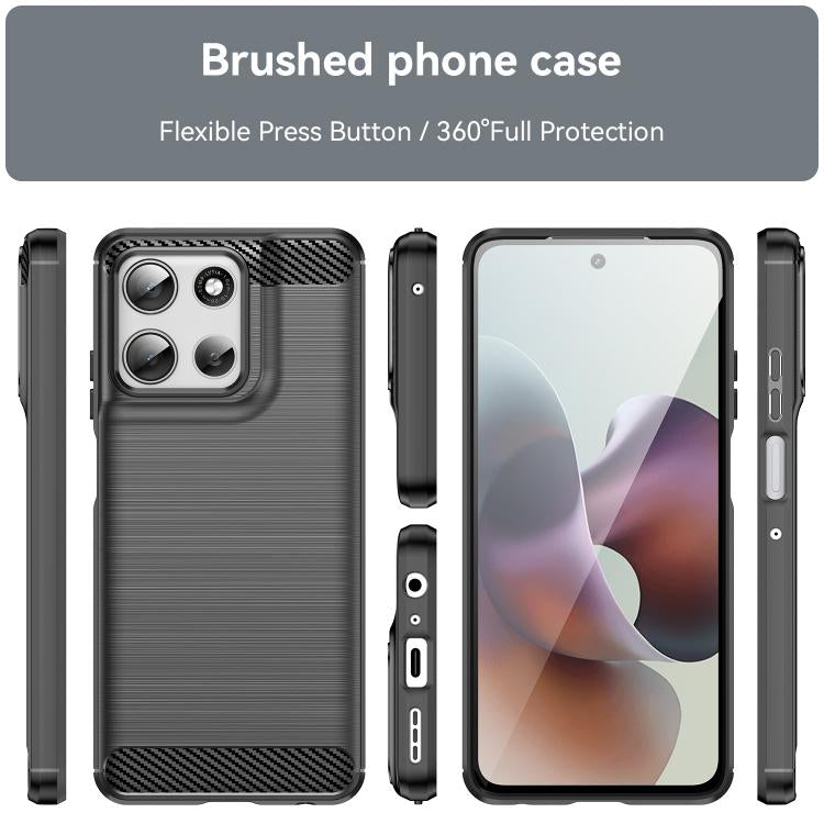 For Motorola Moto G66y 5G Carbon Fiber Brushed Texture TPU Phone Case(Black)