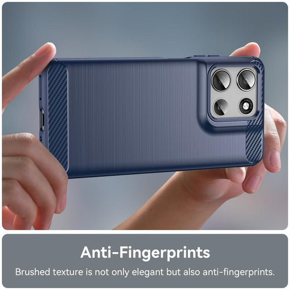 For Motorola Moto G66y 5G Carbon Fiber Brushed Texture TPU Phone Case(Blue)