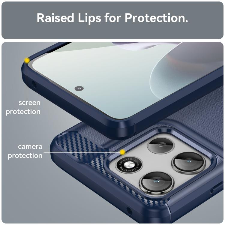 For Motorola Moto G66y 5G Carbon Fiber Brushed Texture TPU Phone Case(Blue)
