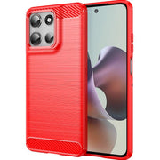 For Motorola Moto G66y 5G Carbon Fiber Brushed Texture TPU Phone Case(Red)