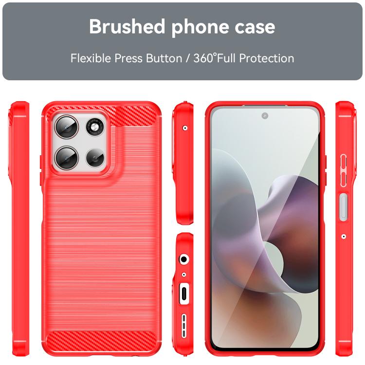 For Motorola Moto G66y 5G Carbon Fiber Brushed Texture TPU Phone Case(Red)
