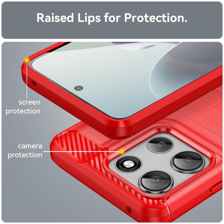 For Motorola Moto G66y 5G Carbon Fiber Brushed Texture TPU Phone Case(Red)