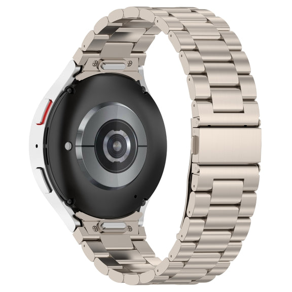 For Samsung Galaxy Watch6/6 Classic/5/5 Pro Button Style Three-bead Metal Watch Band(Titanium Color)