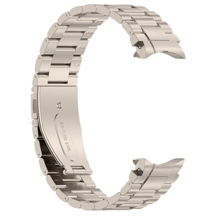 For Samsung Galaxy Watch6/6 Classic/5/5 Pro Button Style Three-bead Metal Watch Band(Titanium Color)
