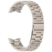 For Samsung Galaxy Watch6/6 Classic/5/5 Pro Button Style Three-bead Metal Watch Band(Titanium Color)
