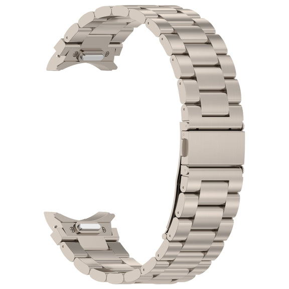 For Samsung Galaxy Watch6/6 Classic/5/5 Pro Button Style Three-bead Metal Watch Band(Titanium Color)