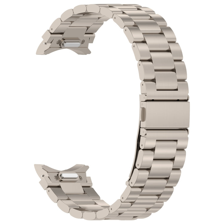 For Samsung Galaxy Watch6/6 Classic/5/5 Pro Button Style Three-bead Metal Watch Band(Titanium Color)