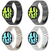 For Samsung Galaxy Watch6/6 Classic/5/5 Pro Button Style Three-bead Metal Watch Band(Titanium Color)