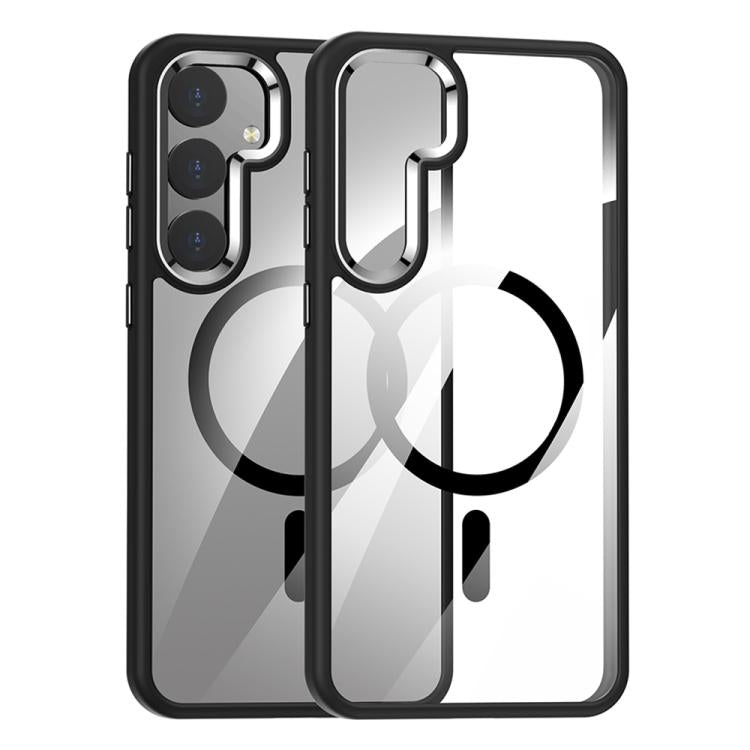 For Samsung Galaxy S25 5G MagSafe Anti-fingerprint Highly Transparent PC Phone Case(Black)