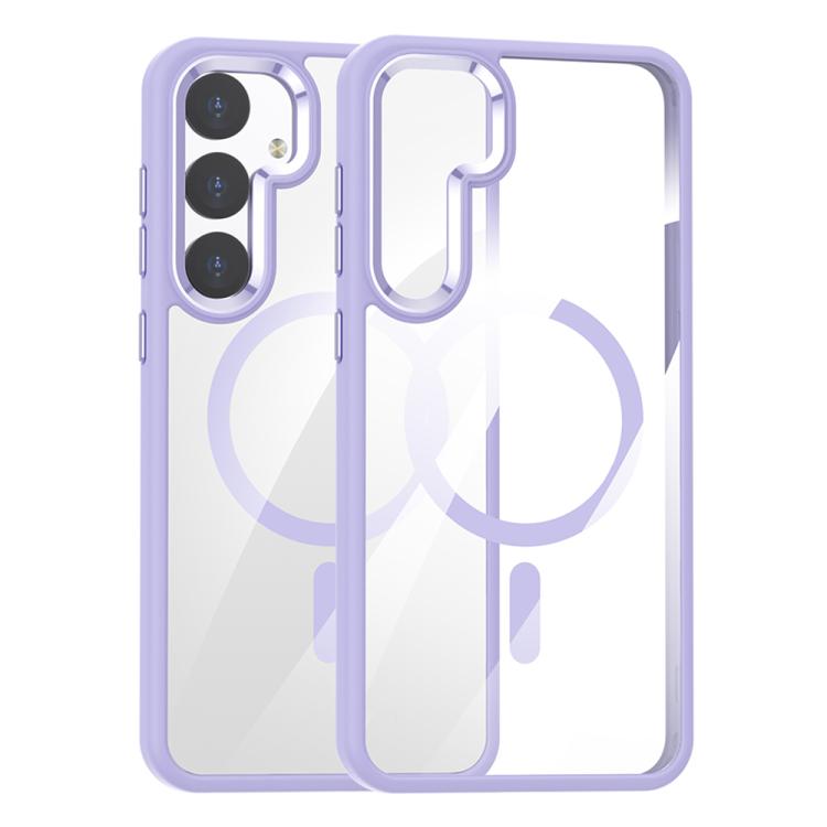 For Samsung Galaxy S25+ 5G MagSafe Anti-fingerprint Highly Transparent PC Phone Case(Purple)