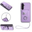 For Samsung Galaxy S24+ 5G Organ Card Bag Ring Holder PU Phone Case with Lanyard(Purple) - Galaxy S24+ 5G Cases by PMC TechLife | Online Shopping South Africa | PMC TechLife