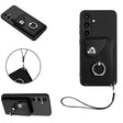 For Samsung Galaxy S24 5G Organ Card Bag Ring Holder PU Phone Case with Lanyard(Black) - Galaxy S24 5G Cases by PMC TechLife | Online Shopping South Africa | PMC TechLife