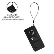 For Samsung Galaxy S24 5G Organ Card Bag Ring Holder PU Phone Case with Lanyard(Black)